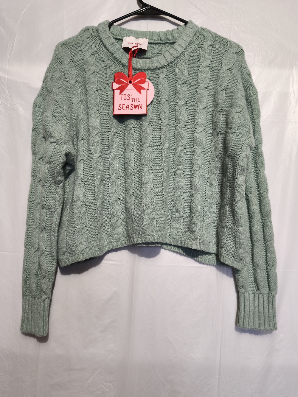 Cozy Cable Knit Women's Sweater - Mint Green